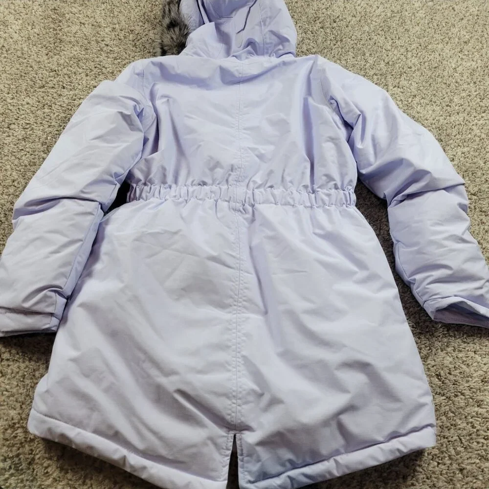Columbia Nordic Strider II Jacket Girls Large Snowdrift Full Zip Hooded Faux Fur